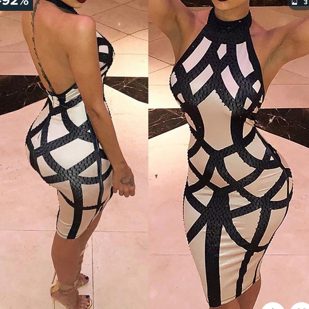 Geometric Halter pencil dress